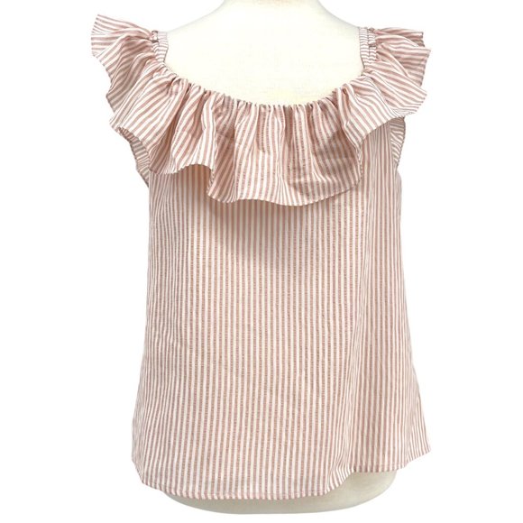 Club Monaco Asmund Striped Ruffle Top NWT Sz L - Picture 1 of 14